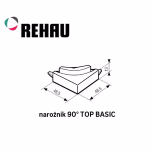 Narożnik 90° TOP BASIC - jasny szary / wys. 13 mm 