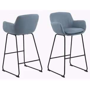 Lisa bar stool Seat dusty blue Town 89 Base metal matt black 2-Pack