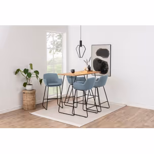 Lisa bar stool Seat dusty blue Town 89 Base metal matt black 2-Pack