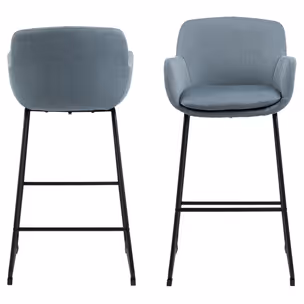 Lisa bar stool Seat dusty blue Town 89 Base metal matt black 2-Pack