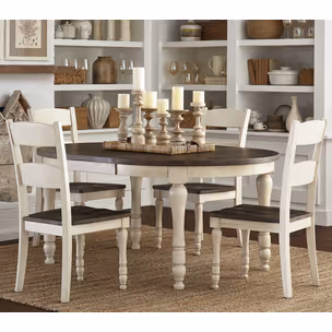 Krzesło drewniane AVOLA VINTAGE WHITE - biały/brązowy