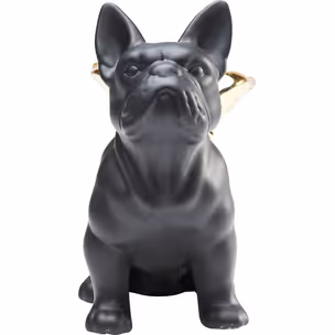Figurka dekoracyjna SITTING ANGEL DOG - złoty/czarny