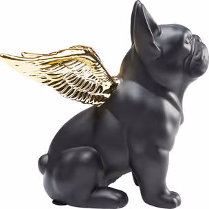 Figurka dekoracyjna SITTING ANGEL DOG - złoty/czarny