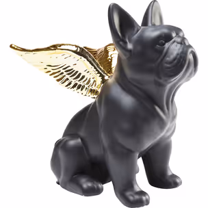 Figurka dekoracyjna SITTING ANGEL DOG - złoty/czarny