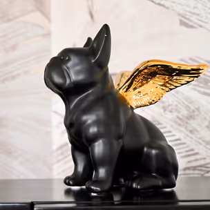 Figurka dekoracyjna SITTING ANGEL DOG - złoty/czarny