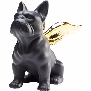 Figurka dekoracyjna SITTING ANGEL DOG - złoty/czarny