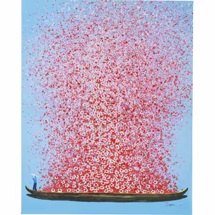 Obraz FLOWER BOAT 80x100 - niebieski/różowy