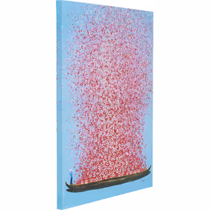 Obraz FLOWER BOAT 80x100 - niebieski/różowy