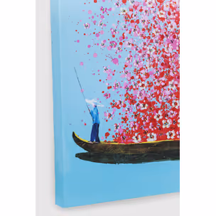 Obraz FLOWER BOAT 80x100 - niebieski/różowy
