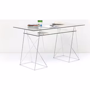 Biurko szklane z półką POLAR 135x65 - srebrny