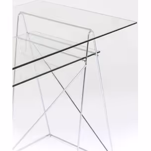 Biurko szklane z półką POLAR 135x65 - srebrny