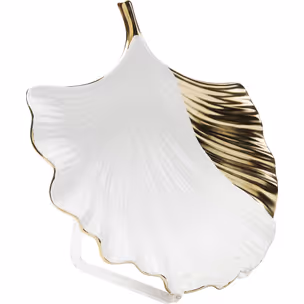 Półmisek porcelanowy GINKGO ELEGANCE SIDE - biały/złoty