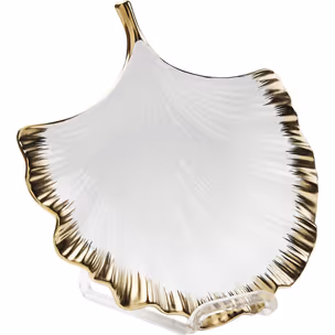 Półmisek porcelanowy GINKGO ELEGANCE RIM - biały/złoty
