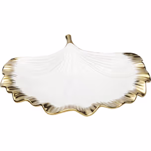 Półmisek porcelanowy GINKGO ELEGANCE RIM - biały/złoty