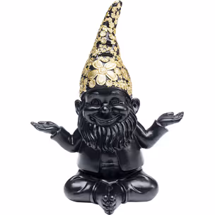 Figurka dekoracyjna GNOME MEDITATION 19 - czarny/złoty