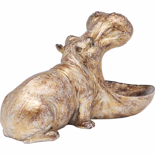 Figurka dekoracyjna HUNGRY HIPPO 17 cm - antyczny złoty