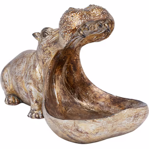 Figurka dekoracyjna HUNGRY HIPPO 17 cm - antyczny złoty