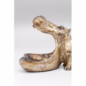 Figurka dekoracyjna HUNGRY HIPPO 17 cm - antyczny złoty