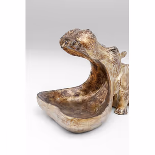 Figurka dekoracyjna HUNGRY HIPPO 17 cm - antyczny złoty