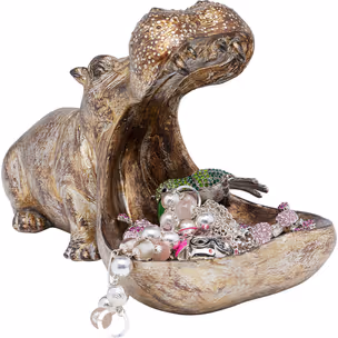 Figurka dekoracyjna HUNGRY HIPPO 17 cm - antyczny złoty