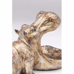Figurka dekoracyjna HUNGRY HIPPO 17 cm - antyczny złoty