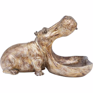 Figurka dekoracyjna HUNGRY HIPPO 17 cm - antyczny złoty
