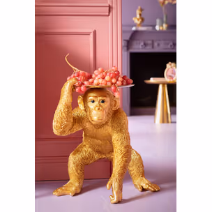 Figurka dekoracyjna BUTLER PLAYING CHIMP - złoty