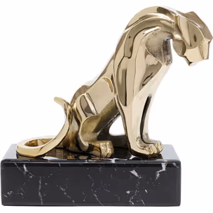 Figurka dekoracyjna LION ON MARBLE - złoty/czarny