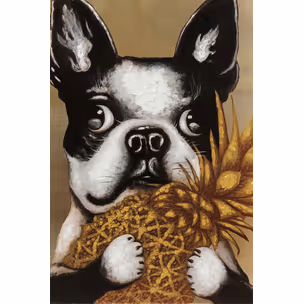 Obraz na płótnie DOG WITH PINEAPPLE 80x80