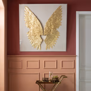 Dekoracja ścienna WINGS 120x120 - biały/złoty