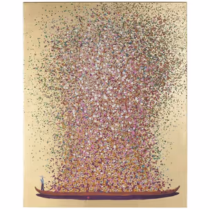 Obraz TOUCHED FLOWER BOAT 120x160 - złoty/różowy