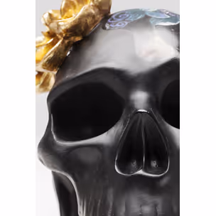 Figurka dekoracyjna FLOWER SKULL - czarny/złoty