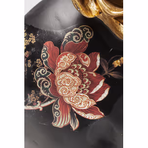 Figurka dekoracyjna FLOWER SKULL - czarny/złoty
