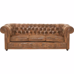 Sofa 3-osobowa z ekoskóry OXFORD VINTAGE - brązowy