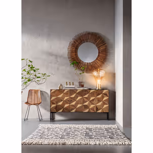 Lustro okrągłe SUNLIGHT 122 - drewno z recyklingu