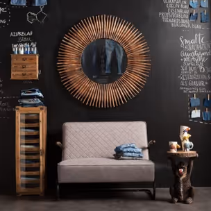 Lustro okrągłe SUNLIGHT 122 - drewno z recyklingu