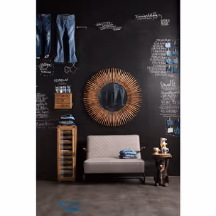 Lustro okrągłe SUNLIGHT 122 - drewno z recyklingu