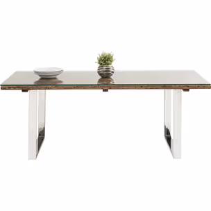 Stół z drewna z recyklingu RUSTICO 200x90 - naturalny/srebrny