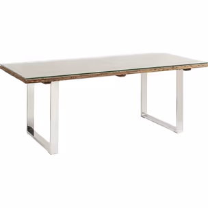 Stół z drewna z recyklingu RUSTICO 200x90 - naturalny/srebrny
