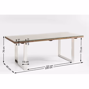 Stół z drewna z recyklingu RUSTICO 200x90 - naturalny/srebrny