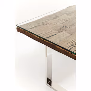 Stół z drewna z recyklingu RUSTICO 200x90 - naturalny/srebrny