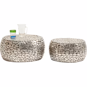 Zestaw 2 stolików PEBBLES DELUXE - srebrny