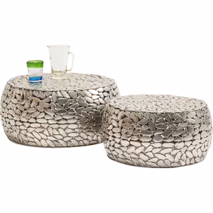 Zestaw 2 stolików PEBBLES DELUXE - srebrny