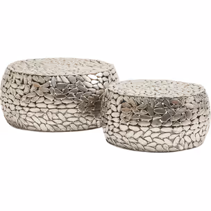 Zestaw 2 stolików PEBBLES DELUXE - srebrny