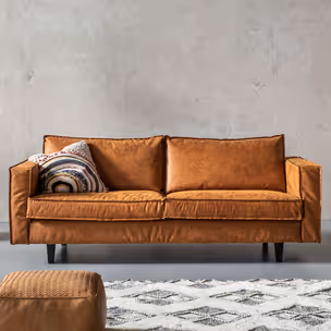 Sofa 3-osobowa skórzana NEO - brązowy/czarny