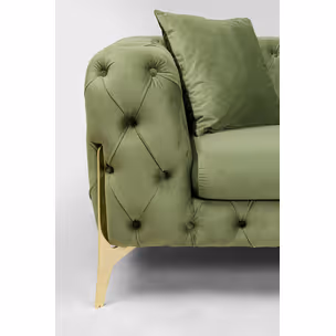 Sofa 3-osobowa welurowa BELLISSIMA - zielony/złoty