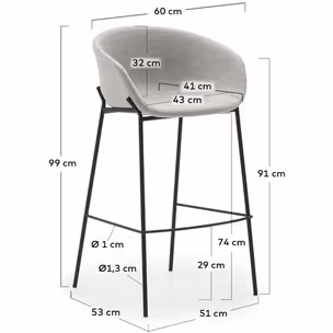 Hoker YVETTE 74 cm - jasny szary