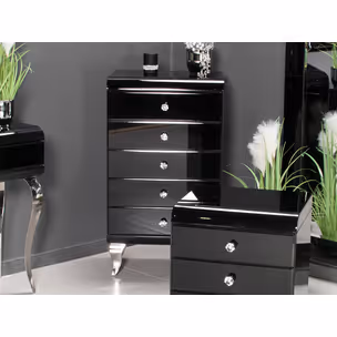 Szafka szklana glamour JSF469 55x41x99 cm - czarny połysk