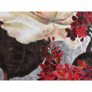 Obraz kwiaty okraszone srebrem KWH7966 90x120 cm