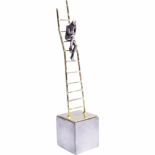 Figurka dekoracyjna ELEMENTS CLIMBING MAN - złoty/szary
